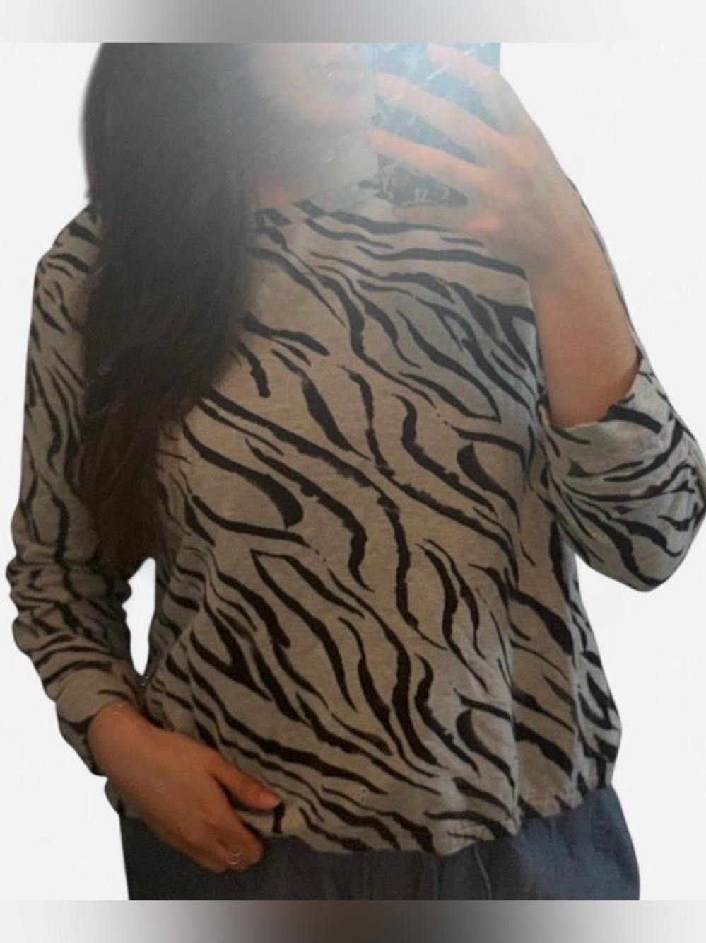 Chico's grey zebra print long sleeve top Size 3 #zebraprint #animalprint